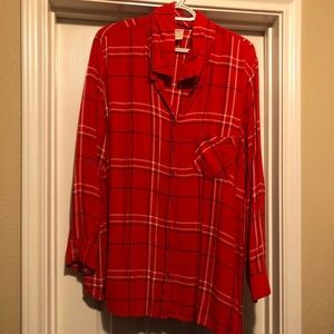 Bright red flannel